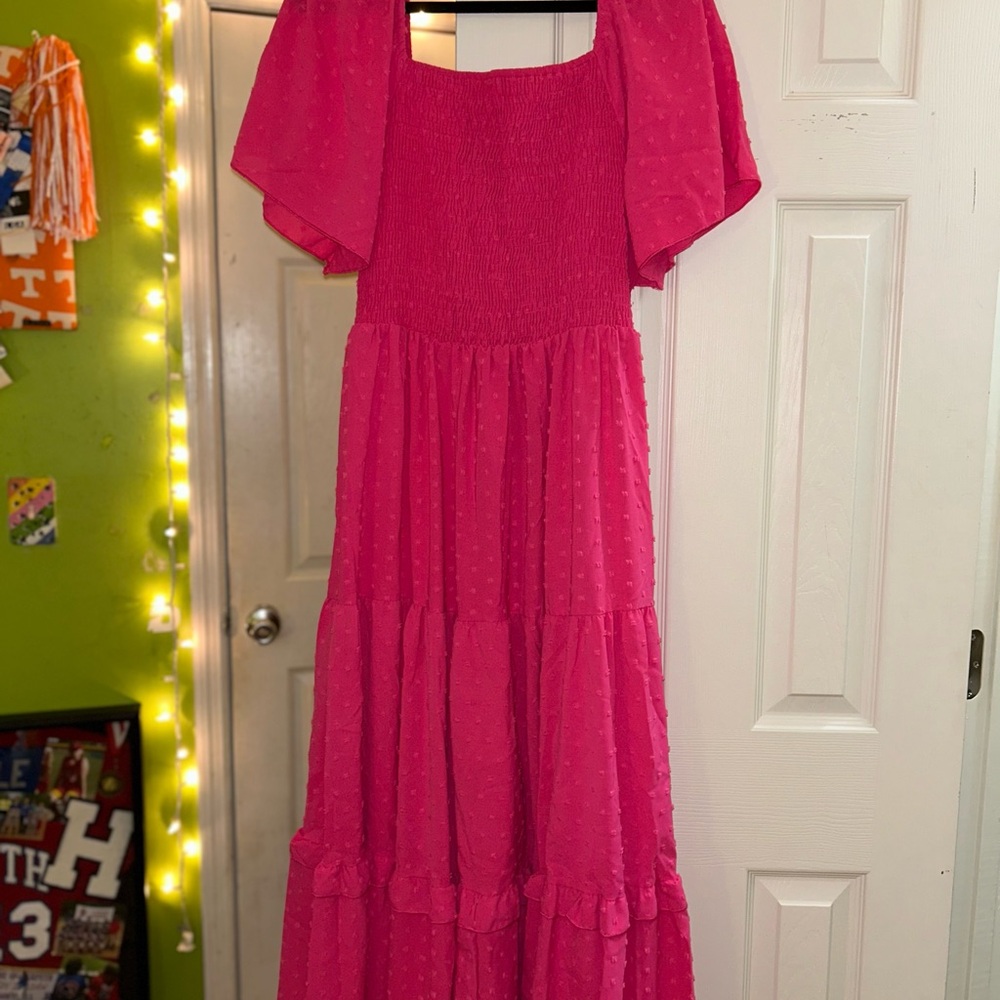 Pink Smocked Maxi Dress